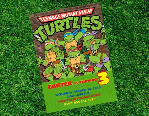 Ninja Turtle Birthday Party Invitations | Drevio Invitations Design