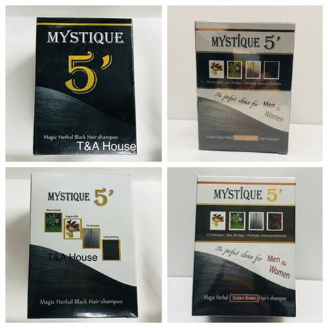 Mystique 5' Magic Herbal Hair Color Shampoo - 10 Packets/ Box | tnahouse