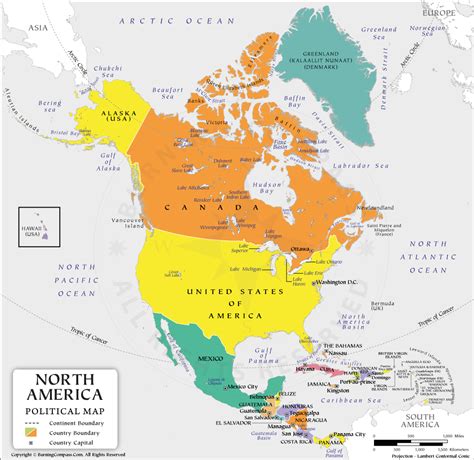 North America Political Map With Capitals