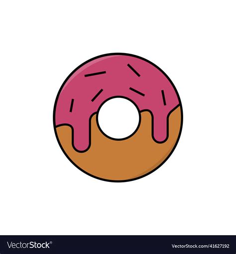 Donut with pink glaze symbol logo perfect Vector Image