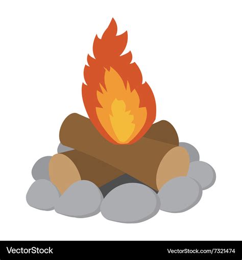 Campfire cartoon icon Royalty Free Vector Image