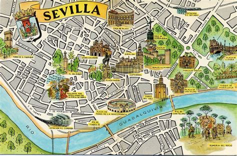 Sevilla Map Card | Sevilla, Andalusia and Spain