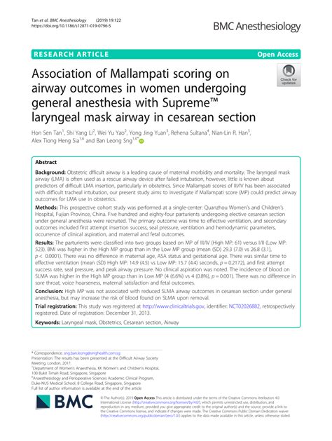 (PDF) Association of Mallampati scoring on airway outcomes in women undergoing general ...