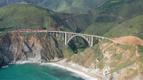 Bixby Creek Bridge or Bixby Canyon Bridge. Aerial Panoramic View From the Ocean Side. Aerial ...