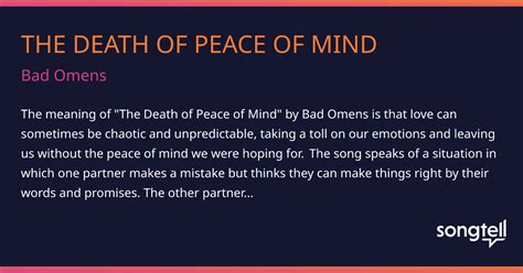 Meaning of THE DEATH OF PEACE OF MIND by Bad Omens