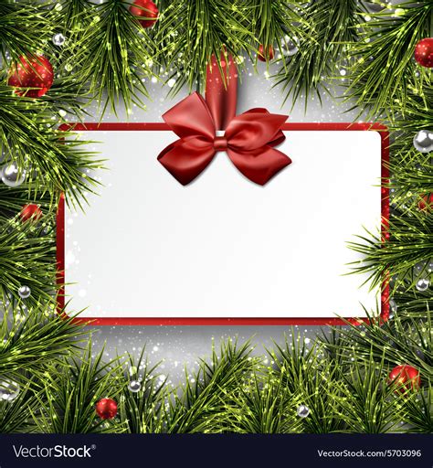 Paper gift card on frame with spruce branches Vector Image