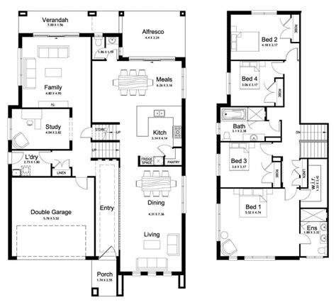 Floor Plan Friday: Split level 4 bedroom + study Floor Plan 4 Bedroom, 4 Bedroom House Plans ...