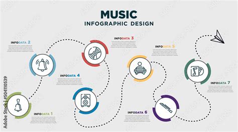 infographic template design with music icons. timeline concept with 7 ...