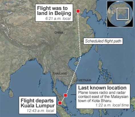 Map: Malaysia Flight MH370 route, search area - World - CBC News