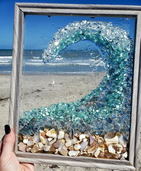 Crushed glass beach wave | Glass window art, Sea glass window art, Beach glass crafts