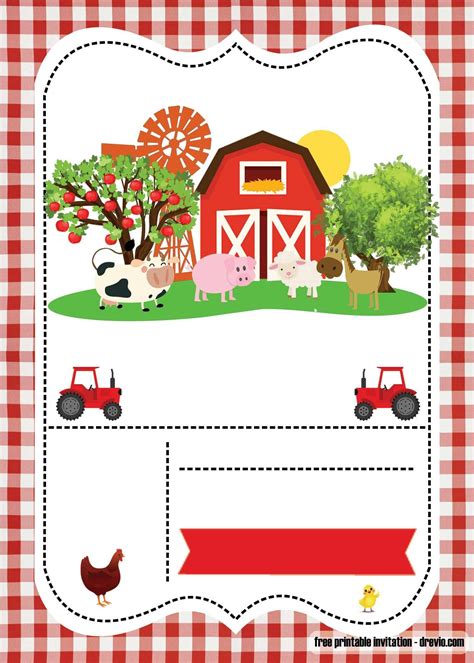 Free Farm Party Invitation Template - Printable | Abigail - Free Printable Farm Birthday ...