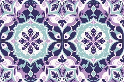 Elegant Purple and Teal Floral Pattern Design. Digital Illustration ...