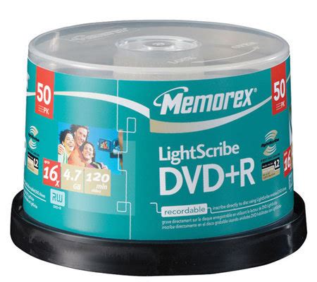 Memorex LightScribe 16X DVD+R Discs - 50-Pack Spindle — QVC.com