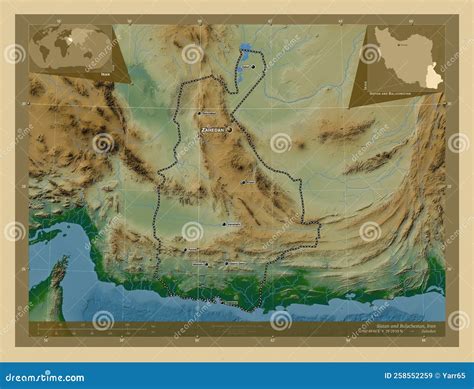 Sistan and Baluchestan, Iran. Physical. Labelled Points of Cities Stock ...