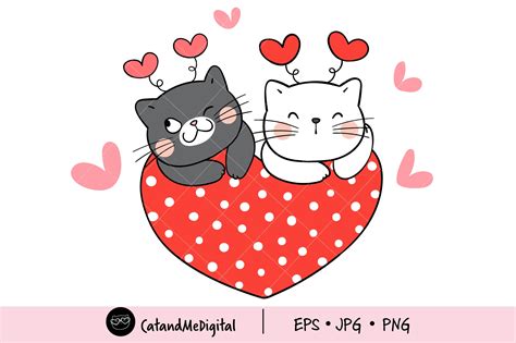 Cat Valentine with Heart. Graphic by CatAndMe · Creative Fabrica