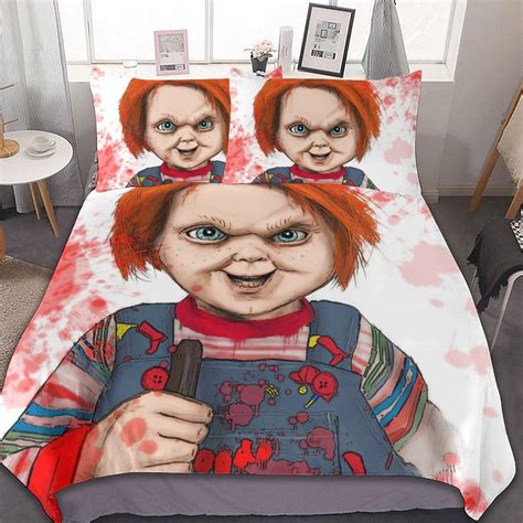 Chucky Blood_Splatter 3 Piece Bedding Sets Decor Comforter Sets With One Duvet Cover Two Pillow ...