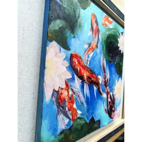 Fish Painting Karp Koi Original Oil Painting Red Fish Fishing - Etsy