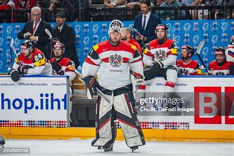 David Madlener of Austria Goalie during the 2024 IIHF Ice Hockey ...