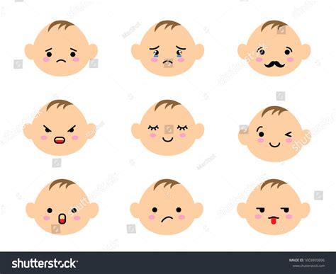 Set Baby Faces Emoji Different Mood Stock Vector (Royalty Free) 1603895896 | Shutterstock