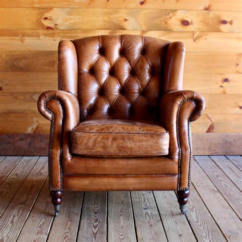 Adirondack Furniture Stores | Buffalo Leather Wing Chair – Dartbrook Rustic Goods