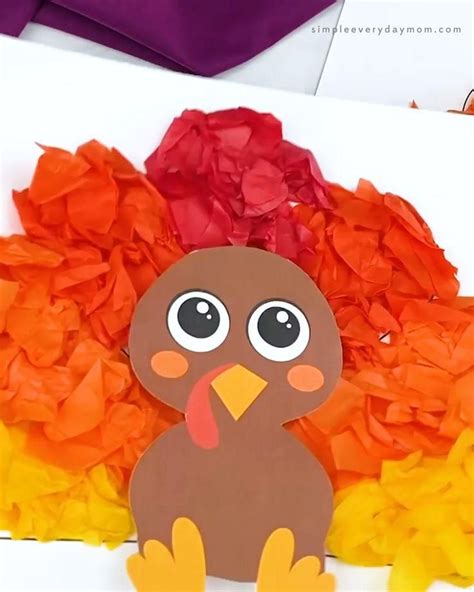 Tissue paper turkey craft for kids free template – Artofit