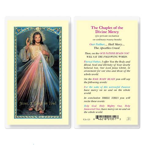 LAMINATED HOLY CARD CHAPLET OF DIVINE MERCY | EWTN Religious Catalogue