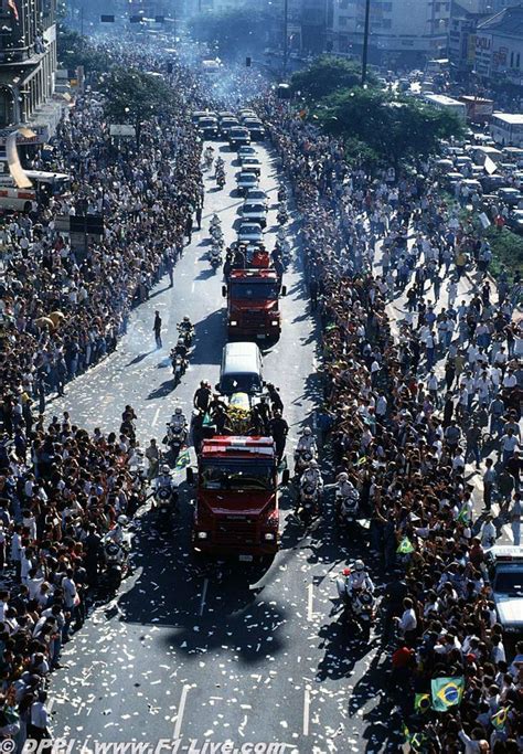 The funeral procession of Formula 1 Champion Ayrton Senna, an estimated ...