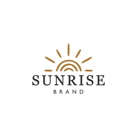 sun logo, sunset sunrise with beach ocean sea water logo icon vector in trendy line linear ...