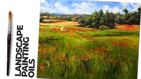 Landscape Painting with Oils - Field of Red Flowers - YouTube