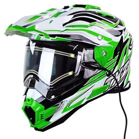 SnowMaster TX-27 Green Dual Visor Full Face Heated Shield Snowmobile ...