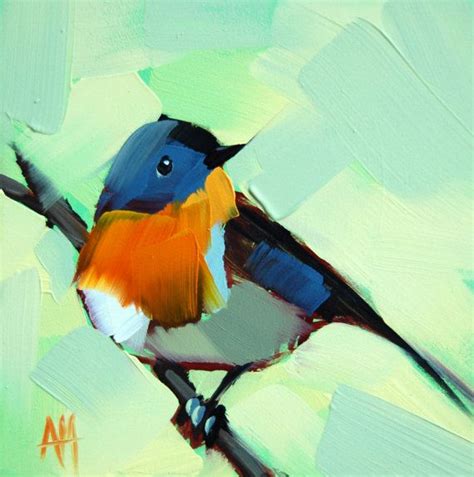 Robin no. 42 original bird oil painting by Moulton 6 x 6 inches on ...