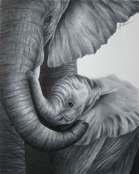 Mother And Baby Elephant Painting at PaintingValley.com | Explore ...