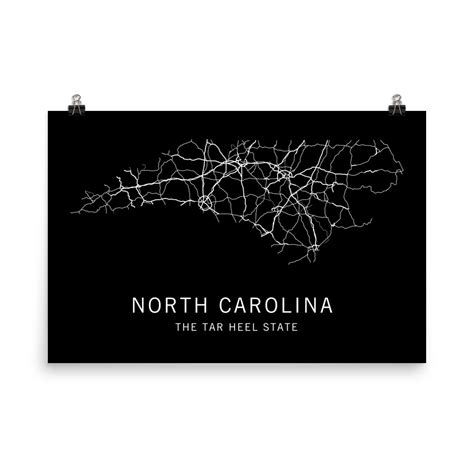 North Carolina State Road Map // Art Print from Clark Street Press