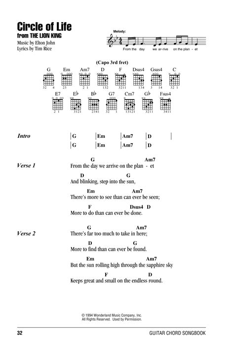 Circle Of Life (from The Lion King) by Elton John - Guitar Chords/Lyrics - Guitar Instructor