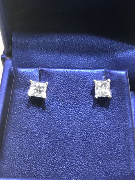 14k White Gold Princess Cut Diamond Studs - Woodbridge Jewelery Exchange