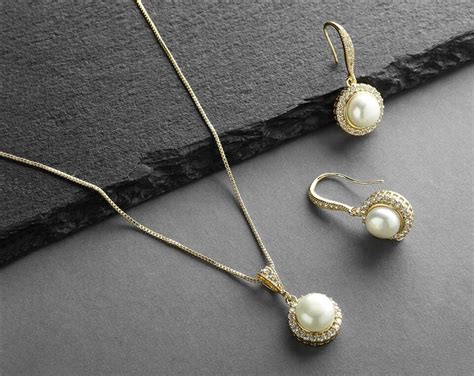 Freshwater Pearl Gold Plated Bridal Jewelry with CZ Frame | Bridesmaid pearls, Gold bridesmaid ...