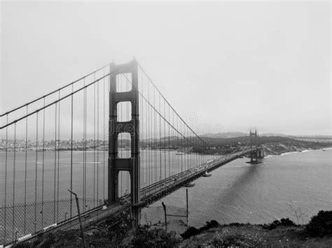 Golden Gate Bridge Black and White Landscape Portrait Stock Photo ...