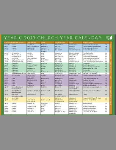 12+ Church Calendar Templates in PDF | DOC | Free & Premium Templates