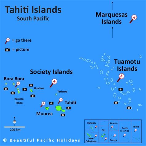 Map of Tahiti Islands French Polynesia in the South Pacific Islands | South pacific islands ...