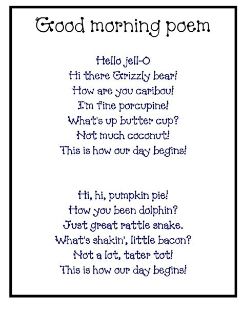 Image result for good morning poem preschool Good Morning Poems ...