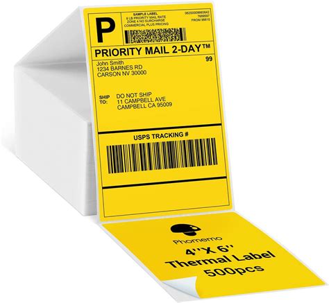 Buy Phomemo Yellow Shipping Labels- 4X6'' Thermal Shipping Labels -Fan-Fold Labels for Shipping ...