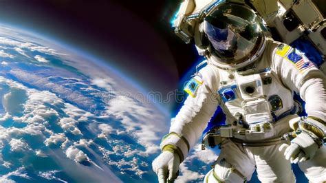 Astronaut Floating in Outer Space. Science and Technology Scene with ...