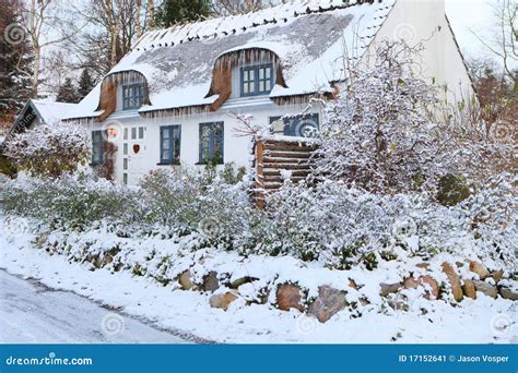 Snow Covered Cottage In Denmark Stock Image - Image: 17152641