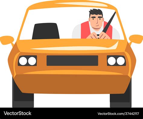 Man riding car front view male driver driving Vector Image