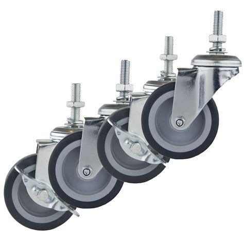 Houseables Caster Wheels, Casters, Set of 4, 3 Inch, Rubber, Heavy Duty, Threaded Stem Mount ...