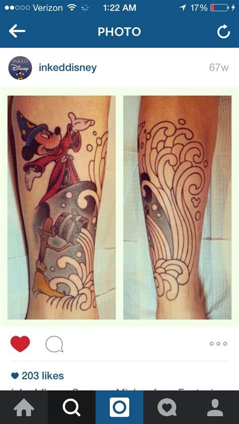 Sorcerer Mickey - Fantasia Mickey Mouse Tattoos, Disney Tattoos, Tattoo Ideas, Tattoo Designs ...