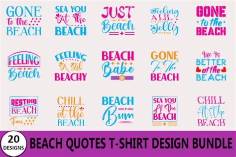 1 Beach Quotes T-shirt Design Bundle Designs & Graphics