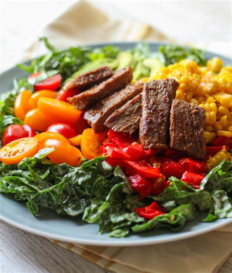 Flank Steak Salad with Roasted Corn and Peppers - Zen & Spice