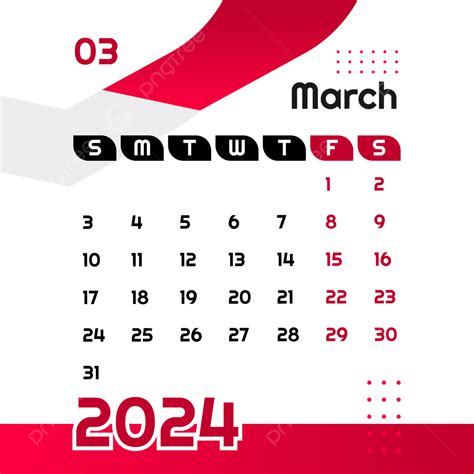 March 2024 Calendar Vector Design, March 2024, March 2024 Calendar ...