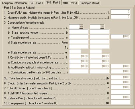 Payroll Federal 940 FUTA Return